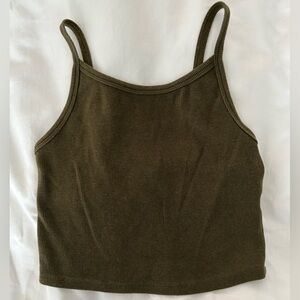 Garage army green cropped tank top size xs